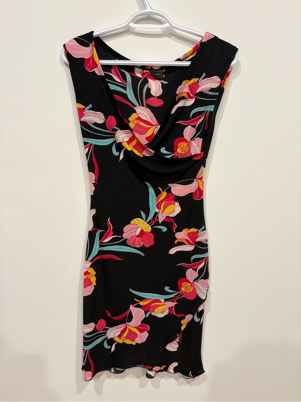 Floral Black Cowl Neck Dress - Women